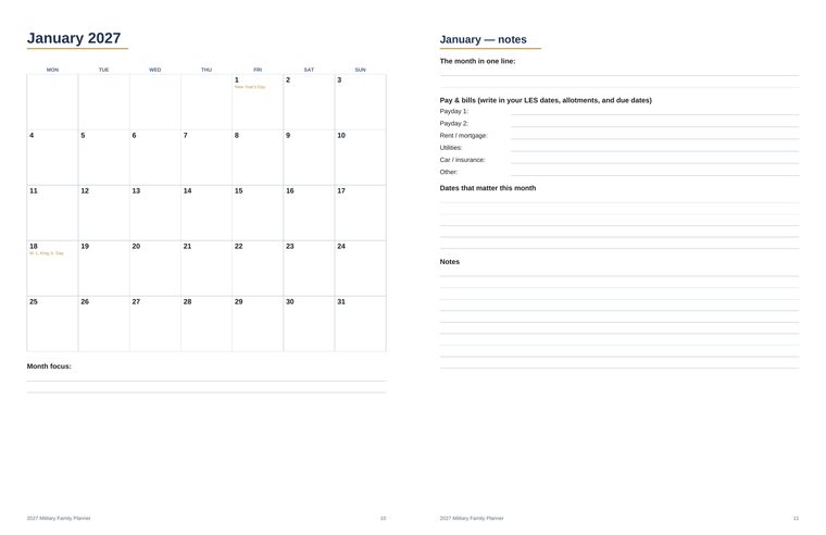 2027 Military-Family Planner